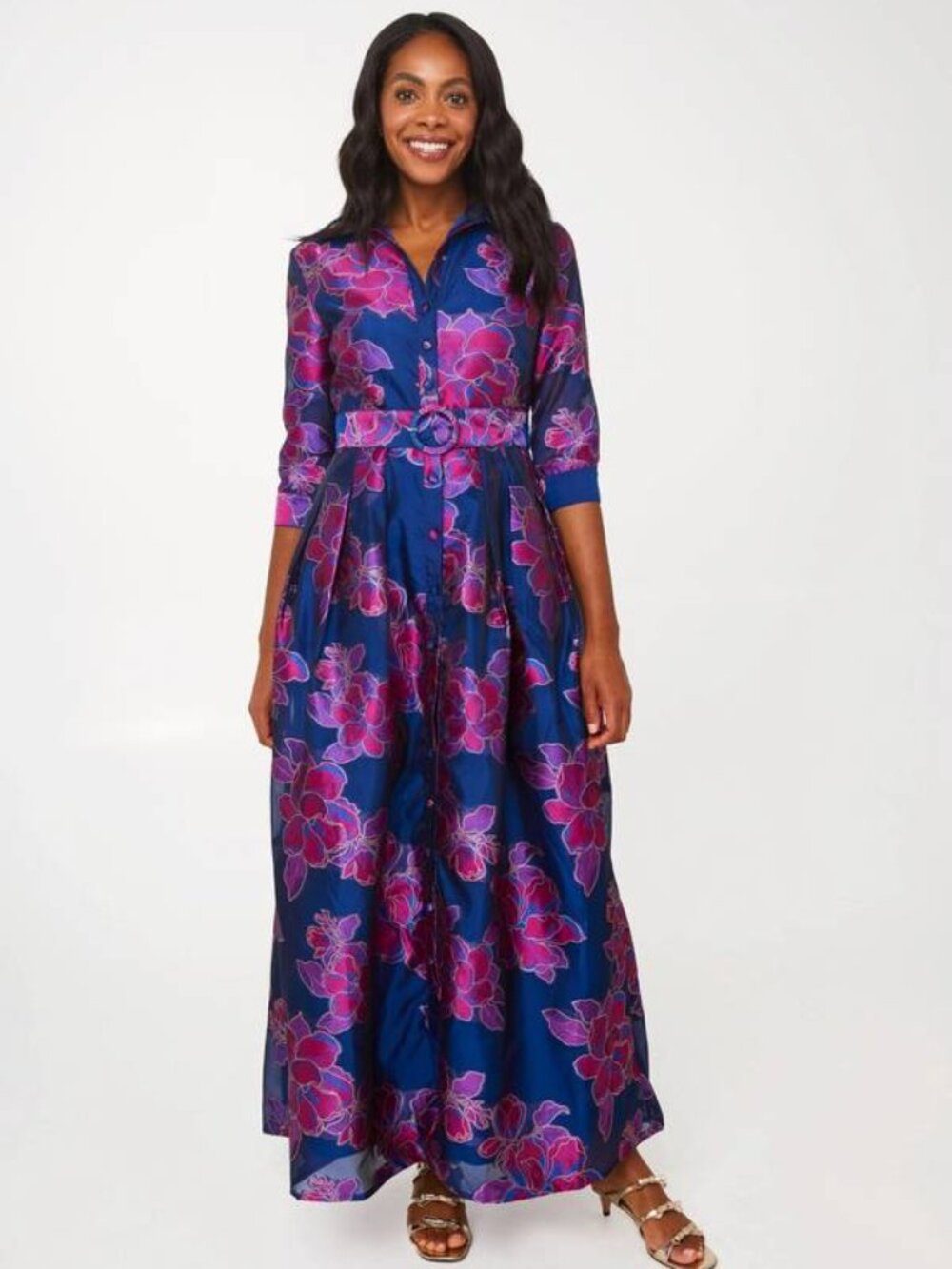 NEW NWT ABBEY GLASS CECILIA FUCHSIA NAVY PEONY GOWN DRESS FORMAL SIZE SMALL